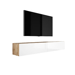 3XELIVING Meuble TV suspendu, D: l : 2 x 100 cm, H : 34 cm, P : 32 cm CHÊNE WOTAN/BLANC BRILLANT 