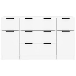 Maison Chic Ensemble de 3 Buffets,commode,console pour rangement Blanc Bois d'ingénierie -MN46503 pas cher