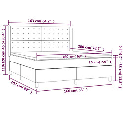 Acheter vidaXL Sommier à lattes de lit matelas et LED Gris clair 160x200 cm