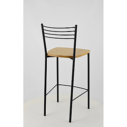 T M C S Tommychairs - Set 2 tabourets ELENA, structure en acier noir mat et assise en bois chêne pas cher