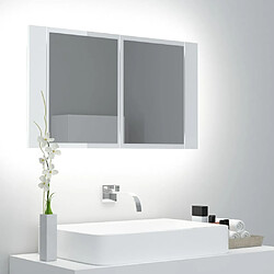 vidaXL Armoire à miroir de bain à LED Blanc brillant Acrylique