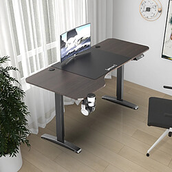 Bureau Oxnard à hauteur réglable 73 - 118 cm en forme de L effet noyer [pro.tec]