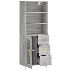 Avis vidaXL Buffet haut Sonoma gris 69,5x34x180 cm Bois d'ingénierie