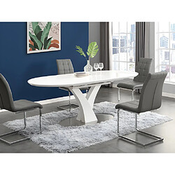 Vente-Unique Table à manger extensible - 6 à 8 personnes - MDF et métal inoxydable - Blanc laqué - TALARA