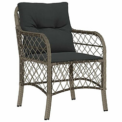 Avis Maison Chic Ensemble de bistro 3 pcs avec coussins,Table + chaises + coussins de jardin gris résine tressée -GKD672445