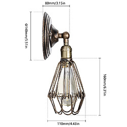 Acheter Stoex Rétro Applique Murale Industrielle Interieur Cage en Métal pour Maison de Champagne Café Loft Cuisine Salon et chambre d'hôtel (bronze, ampoules non comprises)