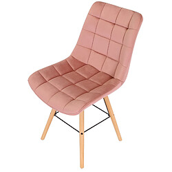 Avis Decoshop26 Lot de 2 chaises de salle à manger style scandinave couture carrée en velours rose et pieds en bois 10_0001739