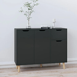 vidaXL Buffet noir brillant 90x30x72 cm bois d'ingénierie