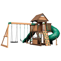 Backyard Discovery Aire de jeux en bois avec toboggan droit et tubulaire Cedar Cove Backyard