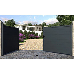 Vente-Unique Portail battant aluminium plein L397 x H181 cm anthracite - NAZARIO