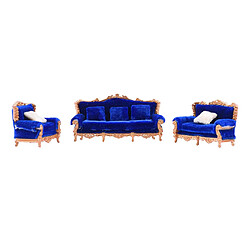 01:25 Simulation Style Européen Canapé Oreiller Modèle Ensemble Mobilier Décor Bleu meubles de salon de maison de poupée