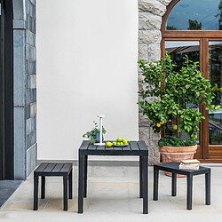 Alter Set d'extérieur avec 1 table carrée 2 bancs, Made in Italy, couleur anthracite