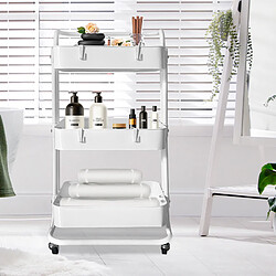 Chariot de rangement en métal Nyana Home 3 étagères 85x44x37cm, 3 étagères Blanc. pas cher