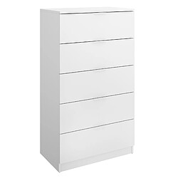 Pegane Tête de lit + 2 tables de chevet avec 2 tiroirs + commode haute avec 5 tiroirs + armoire coloris chêne naturel , blanc pas cher