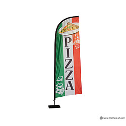 Interface-Plv Drapeau ""NEW PIZZA"" avec Kit complet mât, socle et bouée