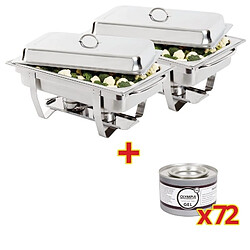 Offre Spéciale Lot de 2 Chafing Dish Milan GN 1/1 avec 72 Capsules de Gel - Olympia