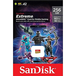 Carte micro SDXC Extreme SanDisk 256 Go pour le mobile gaming A2 160 MB/s 90MB/s UHS-I, U3, V30