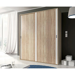 Avis Pegane Armoire, placard garde-robe 2 portes coloris chêne cambrian, blanc - Longueur 180 x Profondeur 55 x Hauteur 208 cm