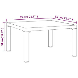 vidaXL Table basse de jardin gris 55x55x31 cm DPC et acier pas cher