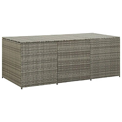 Helloshop26 Coffre boîte meuble de jardin rangement résine tressée 180 x 90 x 75 cm gris 02_0013119 