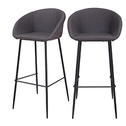 Rendez Vous Deco Chaise de bar Kalba gris foncé 75 cm (lot de 2) 