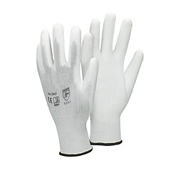 ECD Germany 12 paires de Gants de travail en PU, taille 10-XL, couleur blanc, gants de mécanicien en nylon gants de jardin