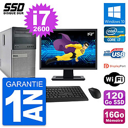 PC Tour Dell 990 Ecran 19" Intel Core i7-2600 RAM 16Go SSD 120Go Windows 10 Wifi · Occasion 