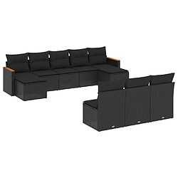 Maison Chic Salon de jardin 10 pcs avec coussins, Ensemble Tables et chaises d'extérieur noir résine tressée -GKD129723