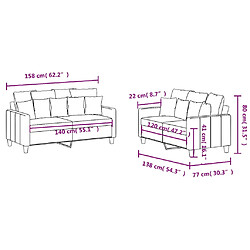 vidaXL Ensemble de canapés 2 pcs avec coussins Noir Tissu pas cher