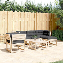 vidaXL Salon de jardin 5 pcs avec coussins Bois de pin massif