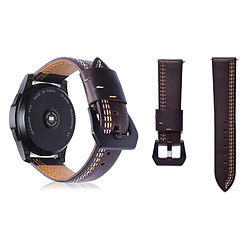 Wewoo Bracelet pour montre connectée en cuir pleine fleur avec motif Trois lignes Samsung Gear S3 22 mm café