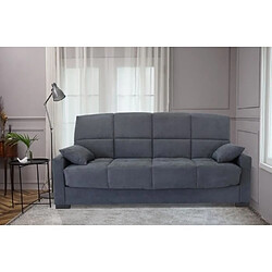 Cstore Banquette clic clac 3 places - Tissu gris clair - Epaisseur 17 cm - L223 x P96 x H 103 cm - MEGAN