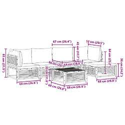 vidaXL Salon de jardin avec coussins 6 pcs bois d'acacia solide pas cher