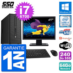 PC Tour HP EliteDesk 800 G2 Ecran 27" i7-6700 RAM 64Go SSD 240Go Windows 10 Wifi - Occasion