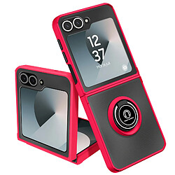 Avizar Coque pour Samsung Galaxy Z Flip 6 Bague Métallique Support Vidéo Rouge