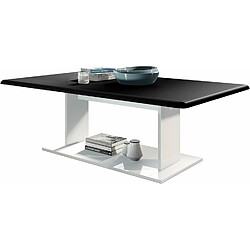 Mpc Table De Salon Table Basse En Blanc Avec Plateau De Dessus En Noir Mat 40 X 120 X 70 