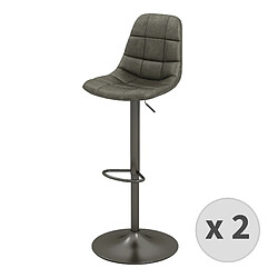 Moloo HENRIK-Tabouret de bar en cuir synthétique Anthracite-gris bronze (x2)