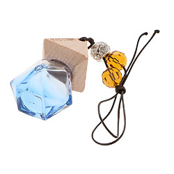 Vide bouteille de parfum en verre rechargeable suspendu pendentif voiture décor à la maison bleu