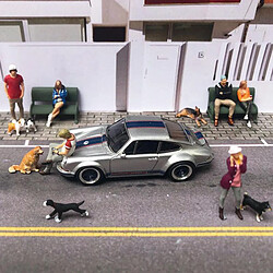 Miniature 1:64 Diorama Figure Chien Route Scénario Décor À La Maison Accessoires Caniche Blanc 1/64 miniature minuscule chien classique animaux figurine jouets