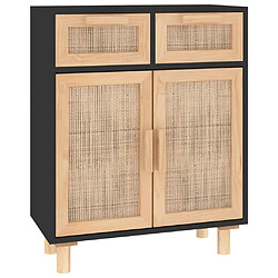 Maison Chic Buffet,Meuble de Rangement,commode pour salon,Cuisine Noir 60x30x75 cm Bois de pin massif et rotin naturel -MN58447