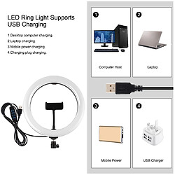 Acheter Yonis Kit Lumière Anneau LED 26cm Avec Support Double Téléphone et Trépied 1.1m Pour Vlogging