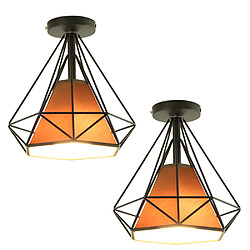 Stoex 2x Vintage Plafonnnier Industrielle en Fer Métal Cage Diamant 25cm, Lampe de Pla