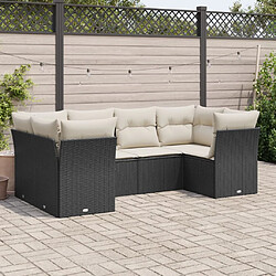 vidaXL Salon de jardin 6 pcs avec coussins noir résine tressée 