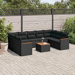 Maison Chic Salon de jardin 10 pcs avec coussins, Ensemble Tables et chaises d'extérieur noir résine tressée -GKD404722