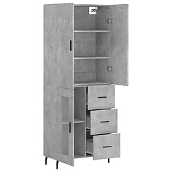 Avis vidaXL Buffet haut Gris béton 69,5x34x180 cm Bois d'ingénierie