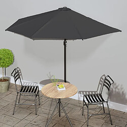 vidaXL Parasol de balcon et mât en aluminium Anthracite 300x155cm Demi