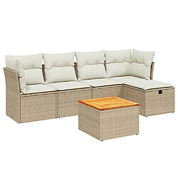 vidaXL Salon de jardin avec coussins 6 pcs beige résine tressée 