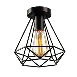 Universal Lampes industrielles en fer plafond lampes en métal noir panier cage lampes en diamant cage plafond lampes pendentif 