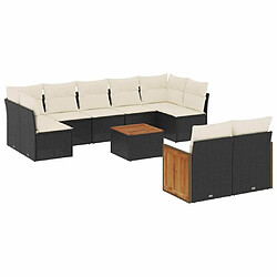 Maison Chic Salon de jardin 10 pcs avec coussins, Ensemble Tables et chaises d'extérieur noir résine tressée -GKD109803