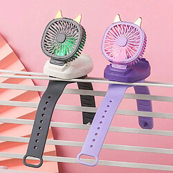 Elixir Mini Ventilateur de Montre, Ventilateur de Montre Portable avec Dragonne Confortable, Lumière LED Colorée, Vitesse de Troisième Vitesse, Ventilateur USB Pliable pour Femmes et Enfants (Violet) pas cher